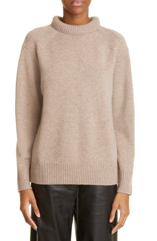 Loulou Studio Ratino Rolled Neck Wool & Cashmere Sweater in Brown Melange
