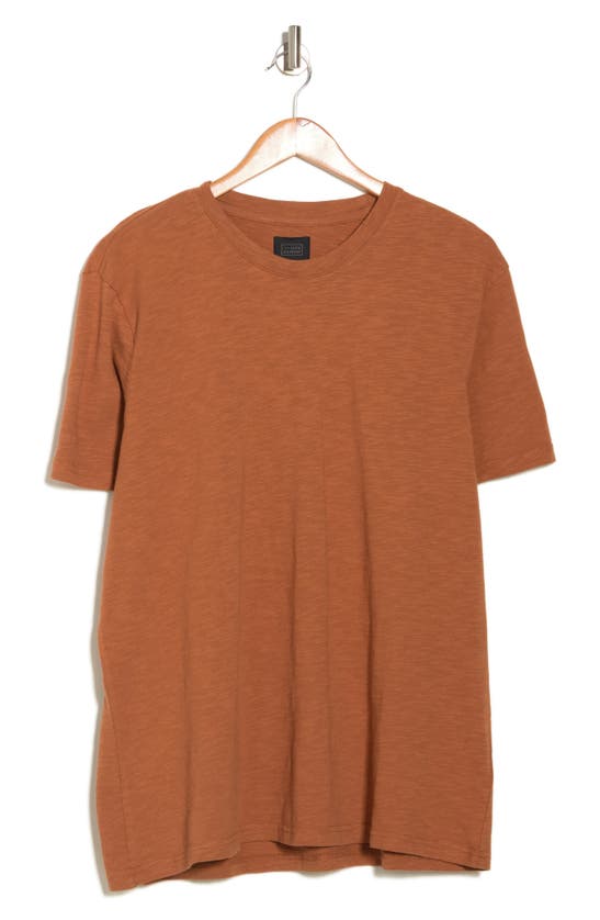 14th & Union Short Sleeve Slub Crew Neck T-shirt In Rust Argan Oil