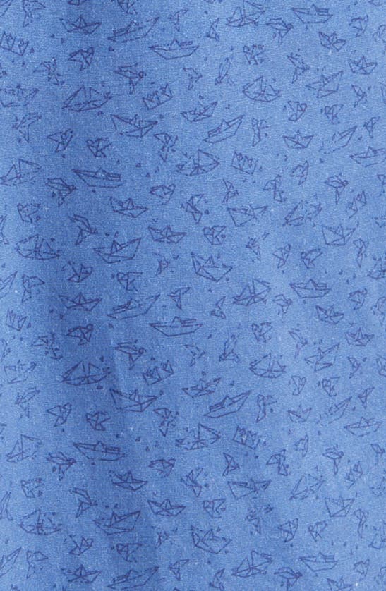 Shop Peter Millar Shorebird Stretch Short Sleeve Button-up Shirt In Moon Blue