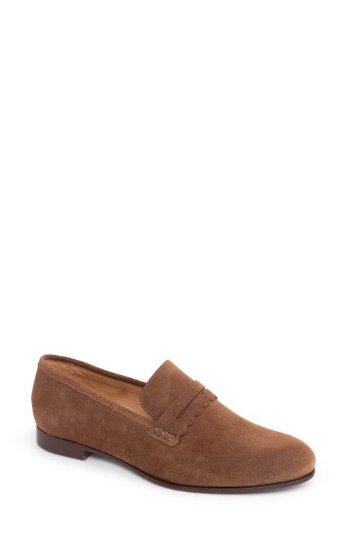 Patricia Green Blair Penny Loafer In Chocolate Suede