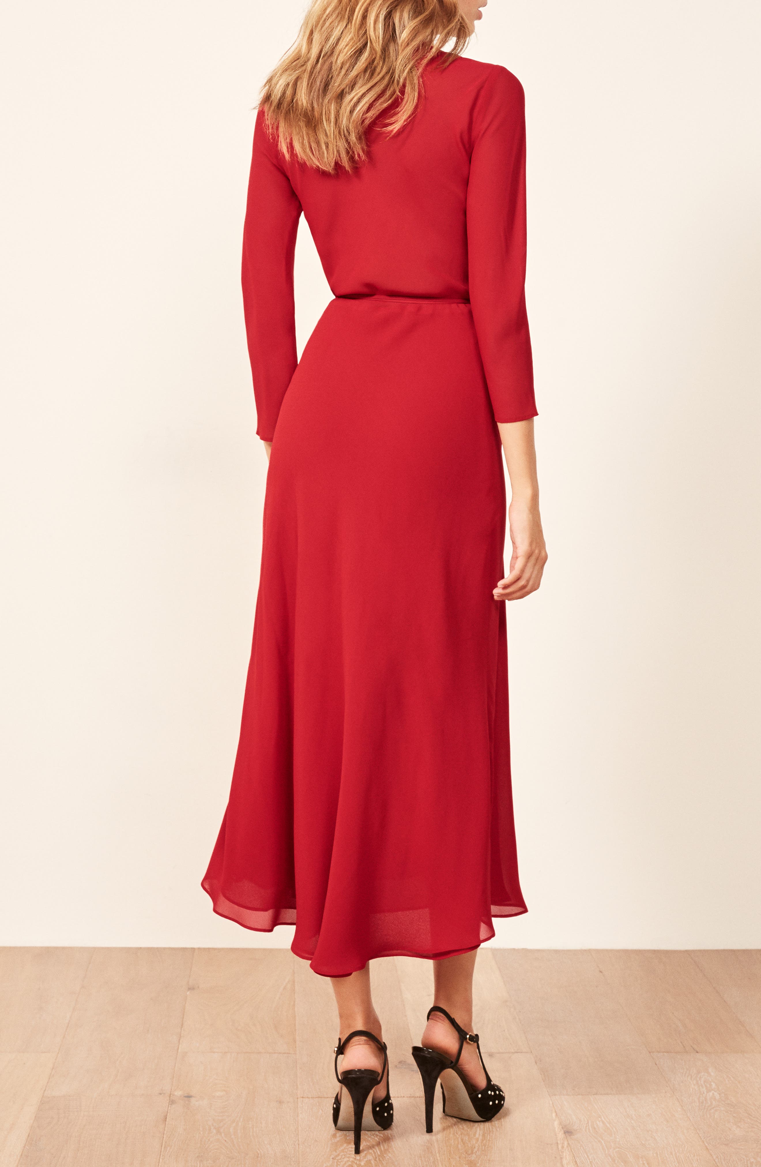 reformation jaz wrap midi dress