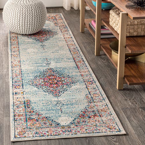 Jonathan Y Cadiz Vintage Medallion Area Rug In Coral/turquoise