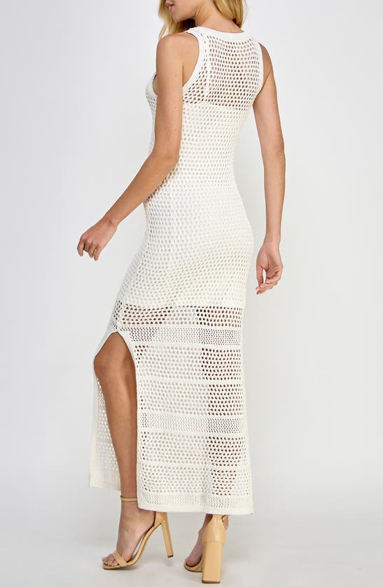 Shop Koko + Mason Open Stitch Sleeveless Maxi Dress In White