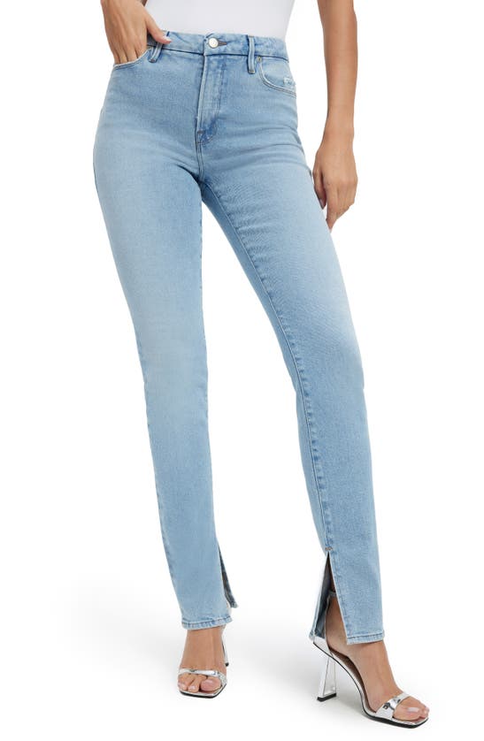 Good American Good Classic Split Hem Stretch Skinny Jeans In Indigo335