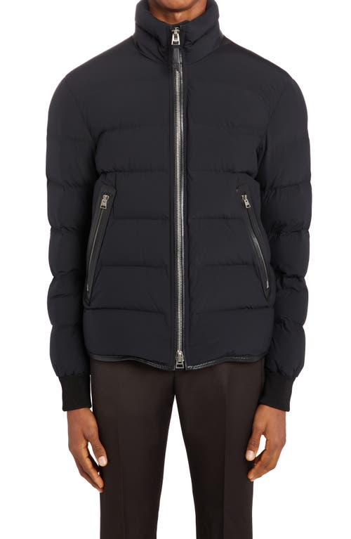 Quilted Stretch Nylon Down Jacket in Black