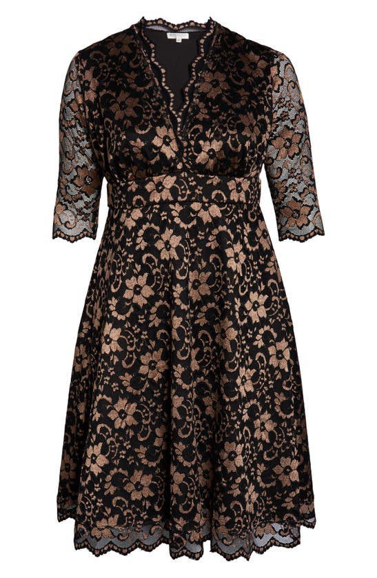 Kiyonna Plus Womens Lace Floral Cocktail And Party Dress In Black