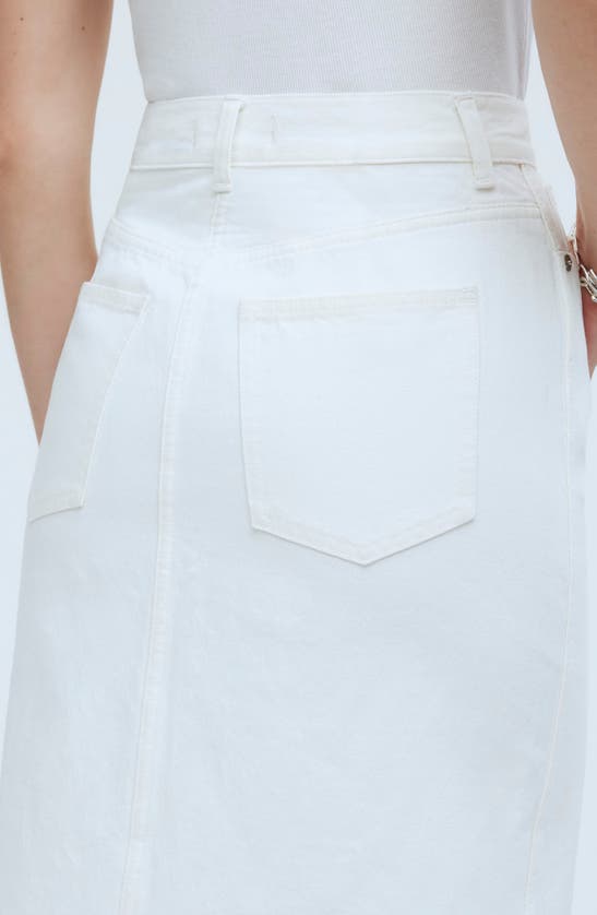 Shop Madewell The Rilee Raw Hem Denim Midi Skirt In Tile White