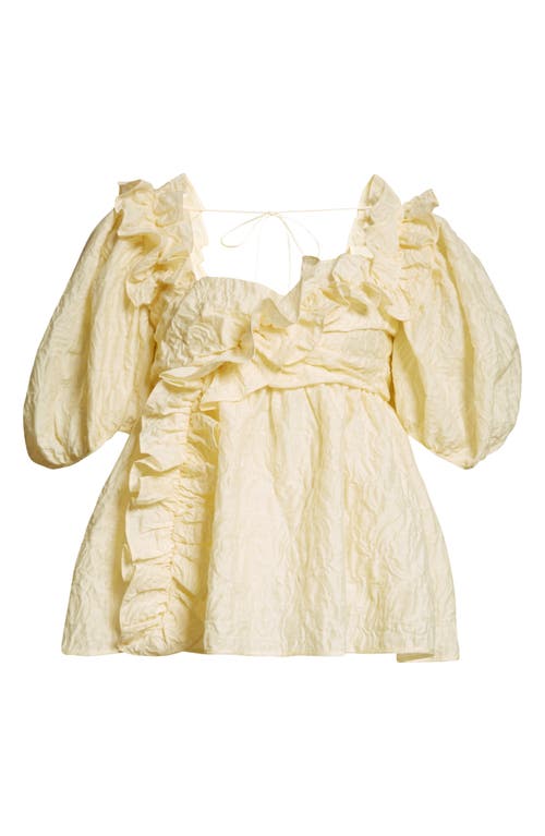 Shop Cecilie Bahnsen Oriana Ruffle Trim Posy Matelassé Babydoll Top In Soft Yellow