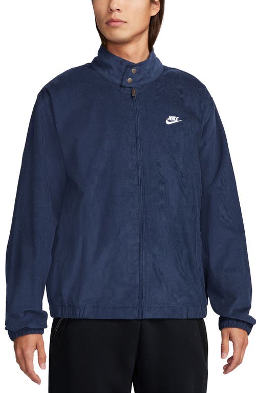 Shop Nike Sportswear Club Corduroy Harrington Jacket In Midnight Navy/white