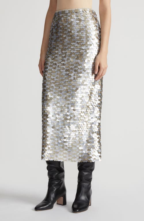 Shop Lafayette 148 New York Hand Placed Paillette Pencil Skirt In Metallic Multi