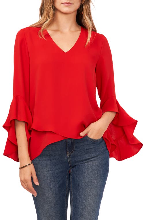 Flutter Sleeve Tunic in Ultra Red