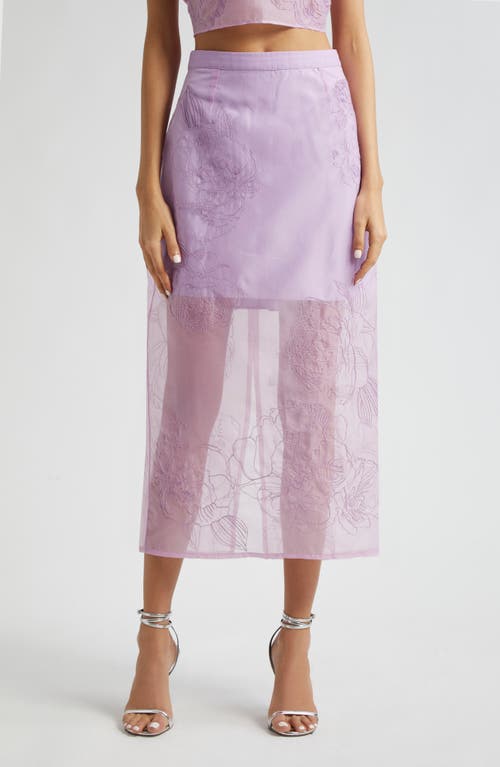 Cinq à Sept Etta Floral Embroidered Maxi Skirt in Lilac