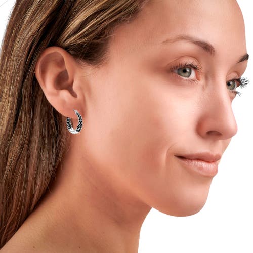 Donatello Gian Black Crystal Hoops In Black