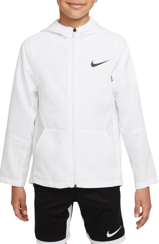 Nike Kids' Dri-fit Woven Training Jacket In White/ White/ Black/ Black