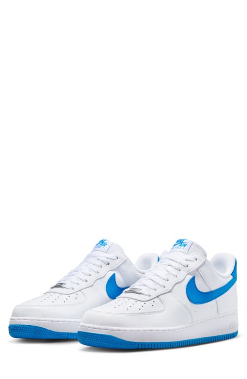 Nike Air Force 1 '07 Sneaker in White/Photo Blue/White at Nordstrom, Size 14