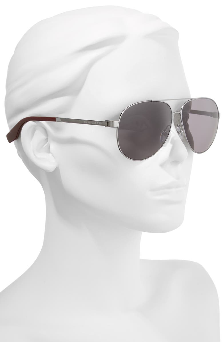 Marc Jacobs 61mm Polarized Metal Aviator Sunglasses, Alternate, color, 