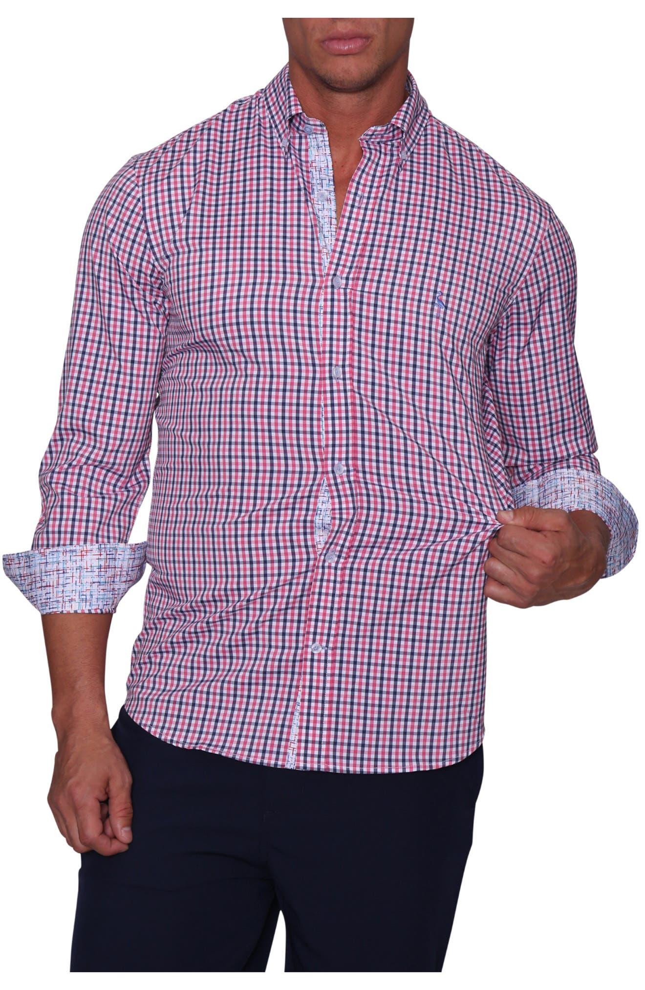 TailorByrd Regular Fit Gingham Performance Stretch ButtonDown Shirt