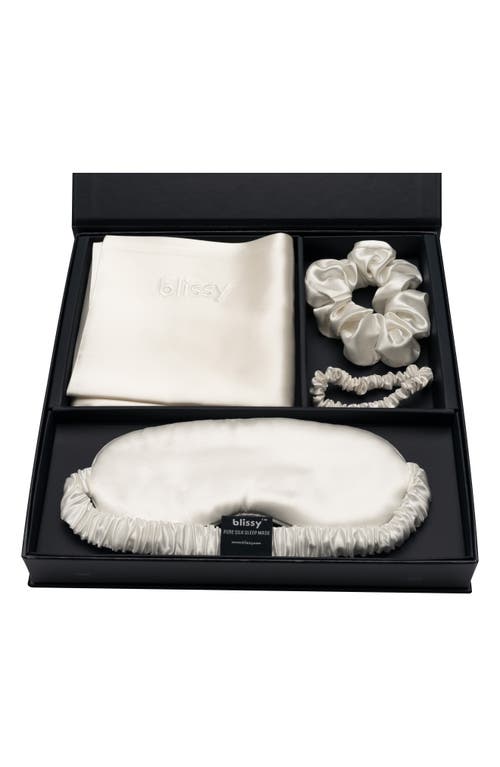 Shop Blissy Dream 4-piece Mulberry Silk Set In Whitednu