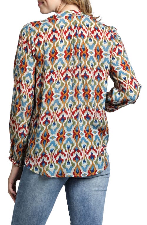 Shop Apny Printed Crossover Long Sleeve Top In Orange Multi