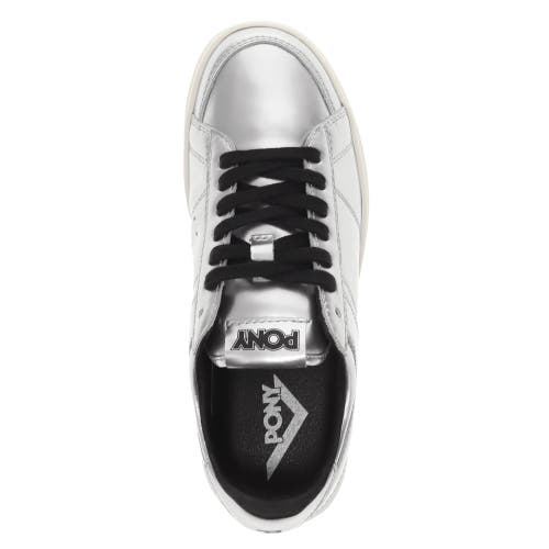Pony Mens M-80 Low Metallic Genuine Leather Premium Lace Up Athletic Sneaker Shoe In Silver