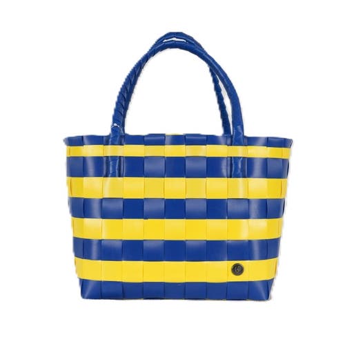 Shop Handed By Paris Spirit Recycled Tote Bags In Cobalt Blue/sunshine Yellow