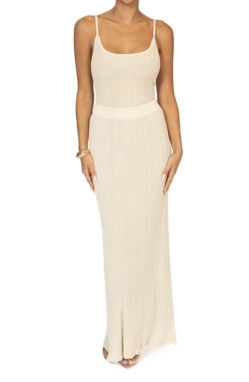 Shop Jluxlabel Serena Metallic Rib Knit Camisole & Skirt Set In Beige