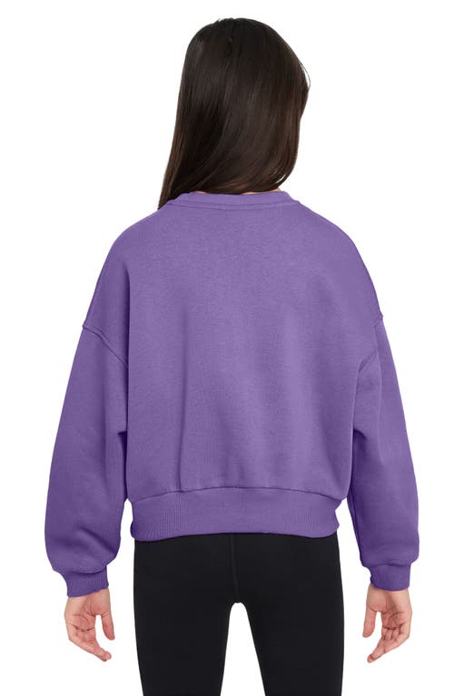 Shop Nike Kids' Sportswear Club Fleece Crewneck Sweatshirt In Black Raspberry/white