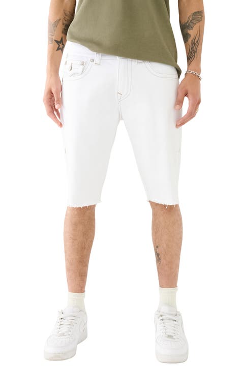Ricky Flap Raw Hem Denim Shorts (Regular & Big) (Optic White)