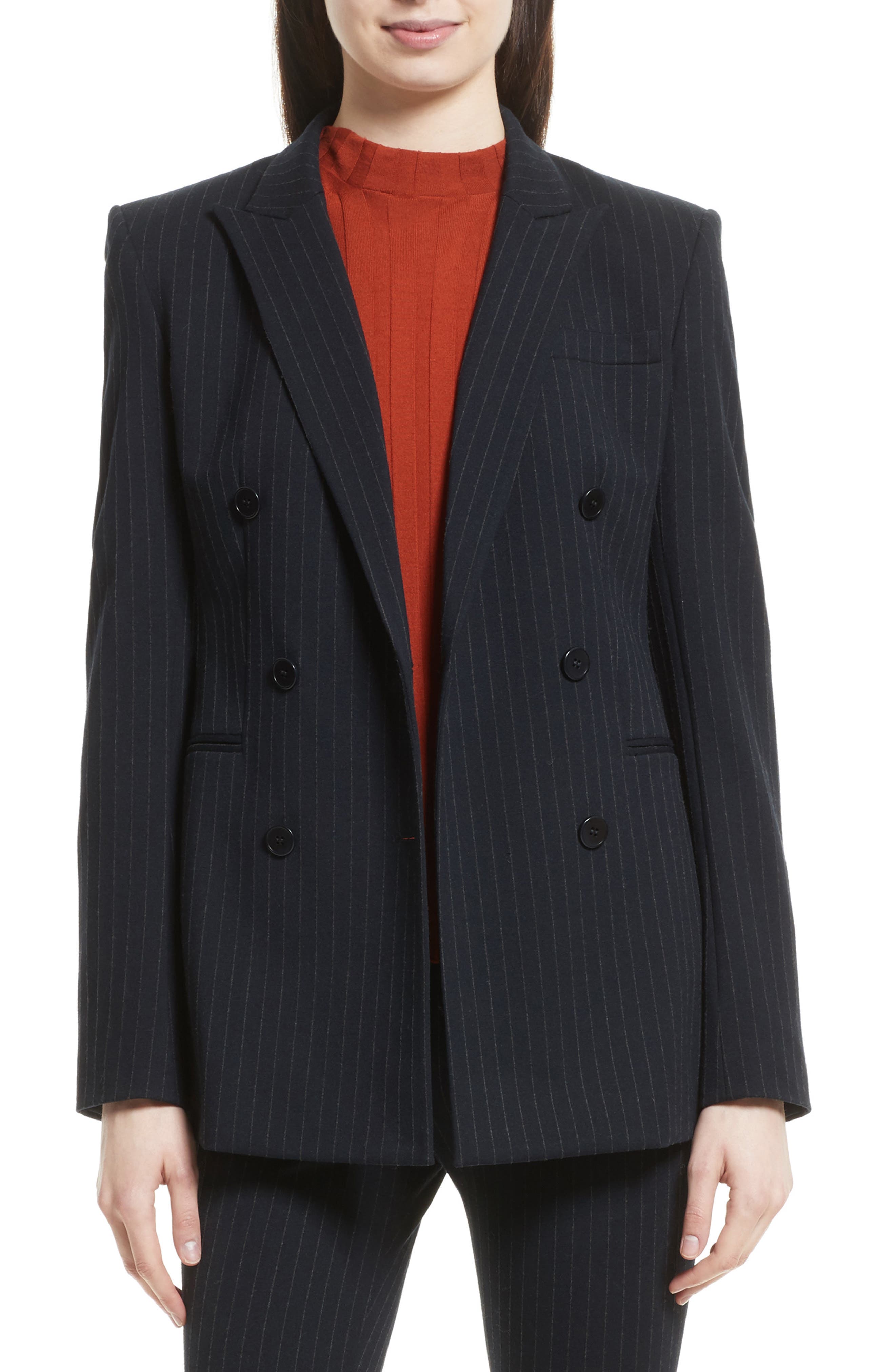theory pinstripe blazer dress