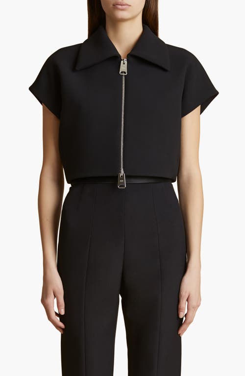 Khaite Robin Cropped Zip-front Top In Black