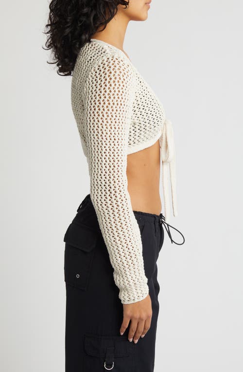 Pacsun Beach Vibes Tie Front Cardigan In White Sand
