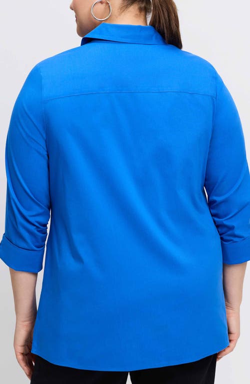 Foxcroft Mary Non-iron Stretch Cotton Button-up Shirt In Cobalt Blue