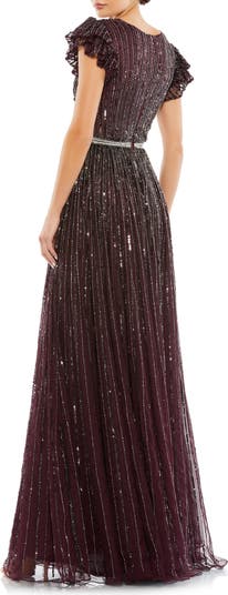 Mac Duggal Beaded Cap Sleeve Tulle A Line Gown Nordstrom