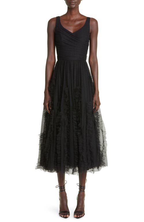 Jason Wu Collection Embroidered Sleeveless Tulle Cocktail Dress in Black