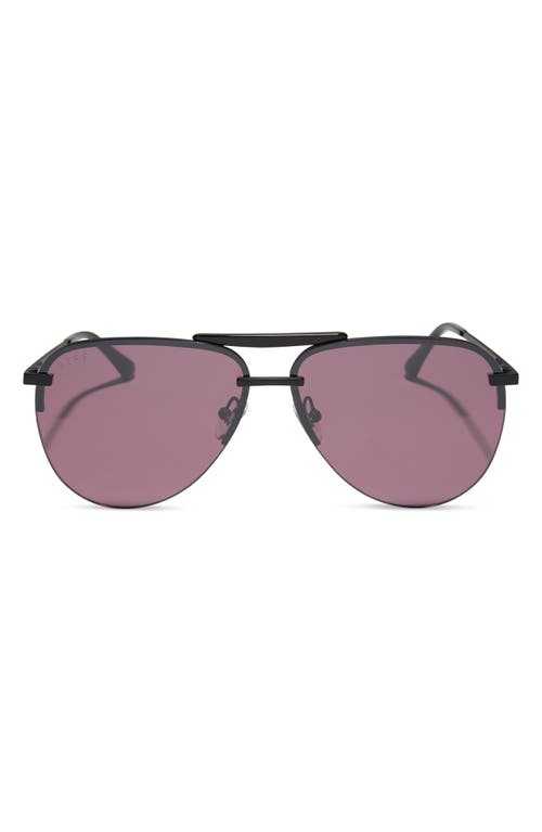 DIFF Tahoe 63mm Oversize Aviator Sunglasses in Aubergine With Silver Flash 