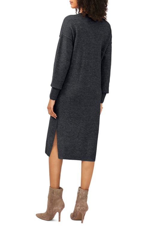 Shop Vince Camuto Exposed Seam Long Sleeve Sweater Dress In Med Heather Grey