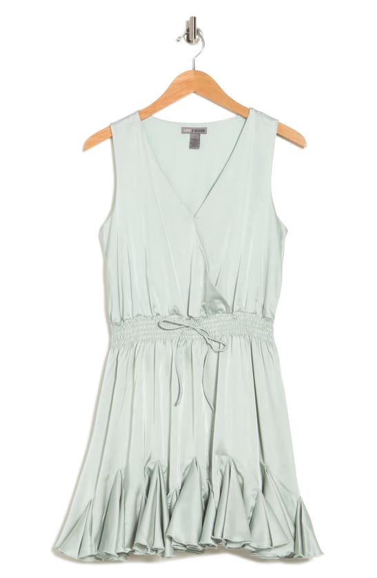 Love By Design Camilla Sleeveless Wrap Mini Dress In Sage