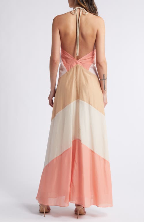 XIRENA XÍRENA MAYLA CHEVRON HALTER COTTON & SILK MAXI DRESS 