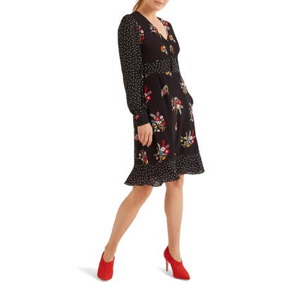 Boden Ivy Long Sleeve Mixed Print Dress