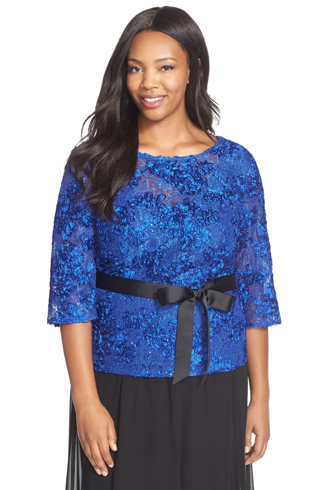 Alex Evenings Rosette Embroidered Lace Top (Plus Size) Nordstrom