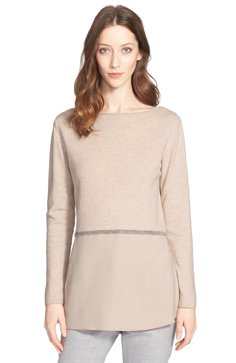 Fabiana Filippi Crepe Contrast Wool Blend Sweater | Nordstrom