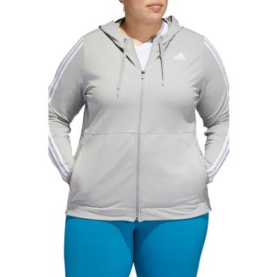 Plus Size Adidas 3-Stripes Zip Hoodie, Grey