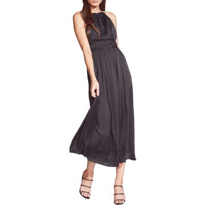Bardot Silvana Satin Midi Dress, Black