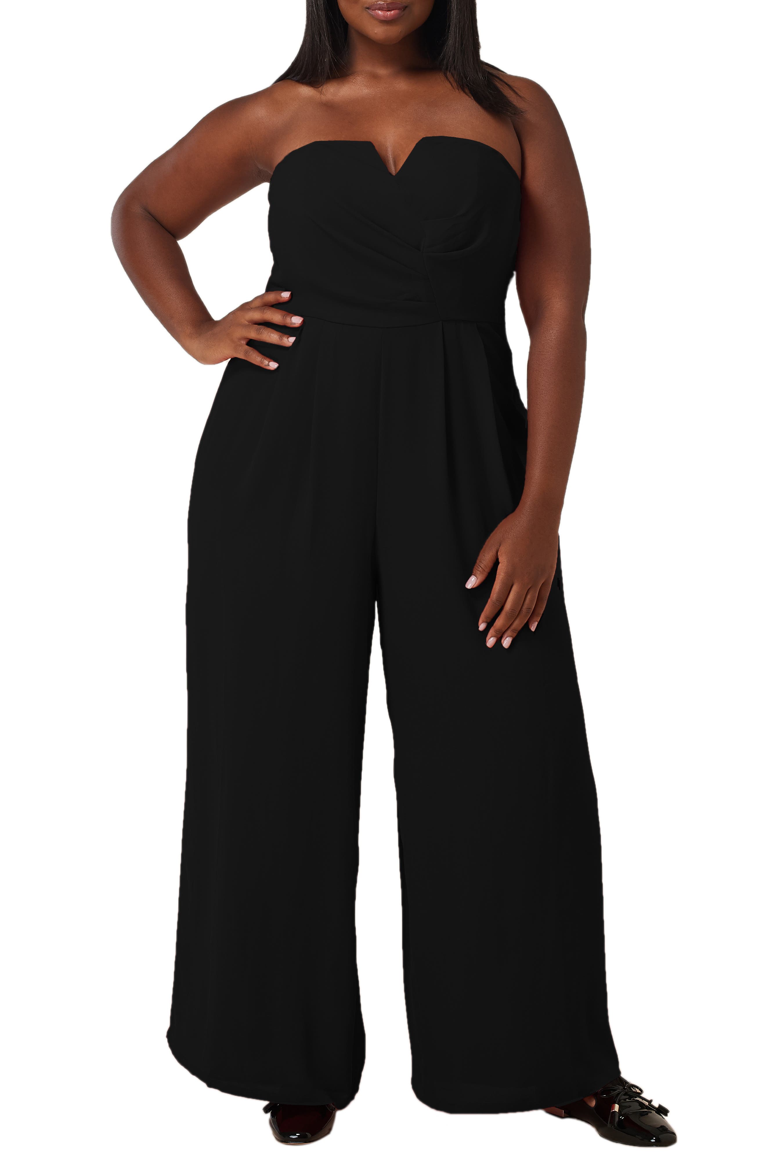black strapless jumpsuit plus size