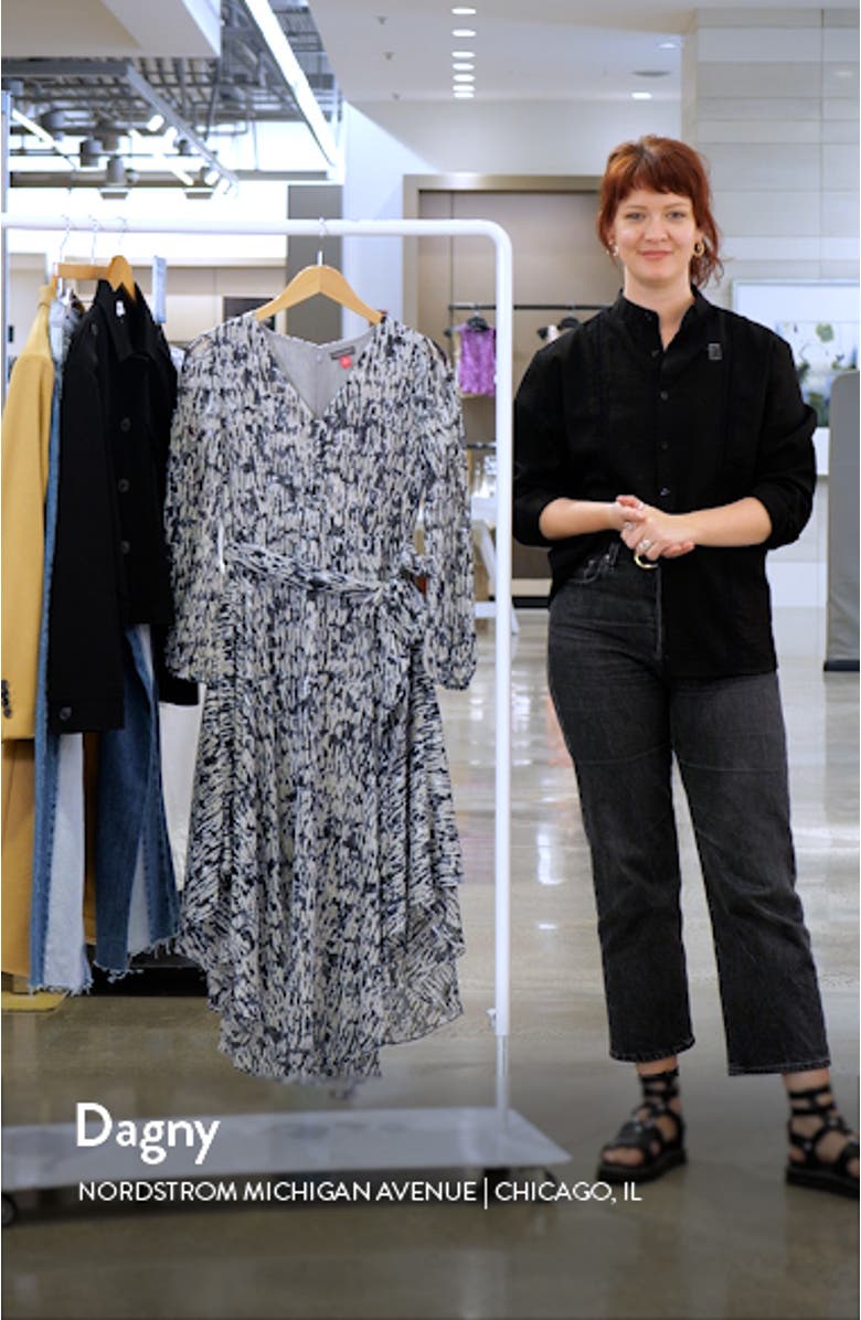 Printed Long Sleeve Belted Dress, sales video thumbnail