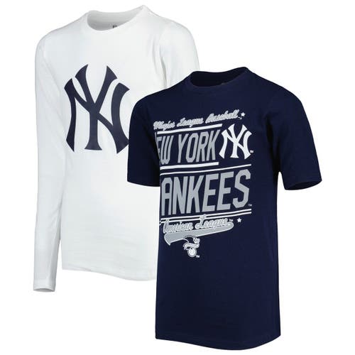 Youth Stitches Navy/White New York Yankees Combo T-Shirt Set
