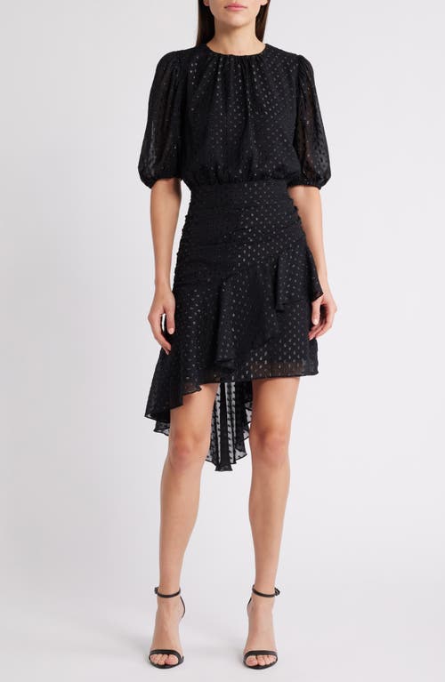 Chelsea28 Metallic Clip Dot Asymmetric Dress In Black