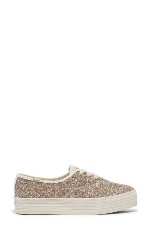 Keds ® Point Glitter Platform Sneaker In Gold Glitter
