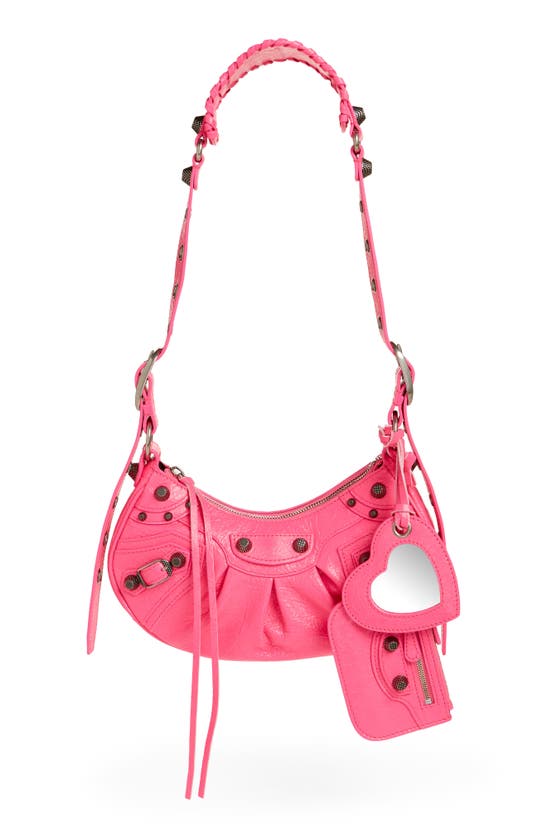 Balenciaga Extra Small Le Cagole Lambskin Shoulder Bag In Fluo Pink