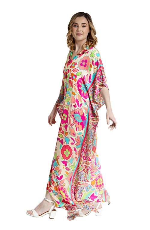Saachi Vibrant Floral Print Cover-up Kaftan In Multi